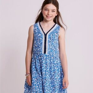 NWT vineyard vines Kamala time tile print pintuck dress girls Sz M